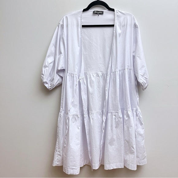 Accouchee Women’s S/M White Tie Waist A Line Wrap Maternity Nursing Dress - Picture 8 of 11